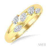 1/2 Ctw 5-Stone Pear and Marquise Cut Diamond Fashion Bold Band in 14K Yellow Gold