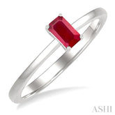 5x3 MM Octagon Shape Ruby Precious Solitaire Ring in 14K White Gold