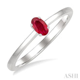 5x3 MM Oval Shape Ruby Precious Solitaire Ring in 14K White Gold