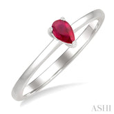 5x3 MM Pear Shape Ruby Precious Solitaire Ring in 14K White Gold
