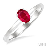 6x4 MM Oval Shape Ruby Precious Solitaire Ring in 14K White Gold