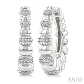 1/10 Ctw Bold Ribbed Round Cut Diamond Hoop Fashion Earrings in Sterling Silver