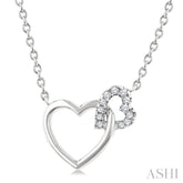 1/10 Ctw Round Cut Diamond Interlocked Heart Fashion Petite Pendant With Chain in 10K White Gold
