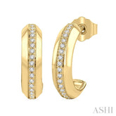 1/6 Ctw Round Cut Diamond Bold Fashion Half Hoop Earrings in 10K Yellow Gold