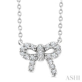 1/8 Ctw Bow Single Cut Diamond Petite Fashion Pendant With Chain in 10K White Gold