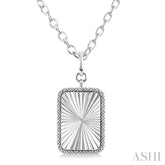 1/10 Ctw Rectangular Fluted Medallion Round Cut Diamond Pendant With Chain in Sterling Silver
