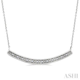 1/20 Ctw Round Cut Diamond Curved Bar Pendant With Chain in Sterling Silver