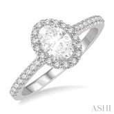 1/4 Ctw Oval Shape Semi-Mount Diamond Engagement Ring in 14K White Gold