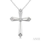 1/20 Ctw Single Cut Diamond Fashion Cross Pendant With Chain in Sterling Silver