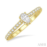 1/5 Ctw Pear Shape Round Cut Diamond Semi-Mount Engagement Ring in 14K Yellow Gold