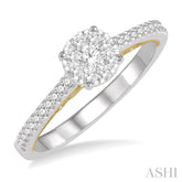 3/8 Ctw Circular Mount Lovebright Round Cut Diamond Ring in 14K White and Yellow Gold