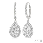 3/4 Ctw Pear Shape Diamond Lovebright Earrings in 14K White Gold