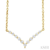 1/8 Ctw Chevron Round Cut Petite Diamond Necklace in 10K Yellow Gold