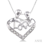 1/20 Ctw Single Cut Diamond Child & Mom Pendant in Sterling Silver with Chain