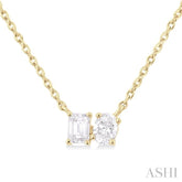 1/3 Ctw Toi Et Moi Octagon and Oval Cut Diamond Pendant With Chain in 14K Yellow Gold