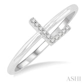1/20 Ctw Initial 'L' Round Cut Diamond Fashion Ring in 10K White Gold