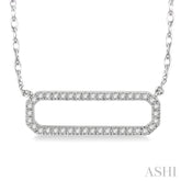 1/6 Ctw Round Cut Diamond Rounded Rectangle Pendant With Chain in 10K White Gold