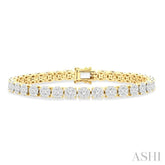 5 Ctw Round Cut Diamond Lovebright Tennis Bracelet in 14K Yellow and White Gold