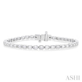 4 1/3 Ctw East-West Bezel Set Emerald Cut Diamond Tennis Bracelet in 14K White Gold