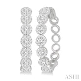 1 1/2 Ctw Lovebright Round Cut Diamond Hoop Earrings in 14K White Gold