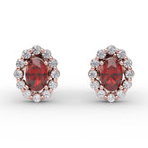 Halo Ruby and Diamond Stud Earrings