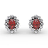 Halo Ruby and Diamond Stud Earrings