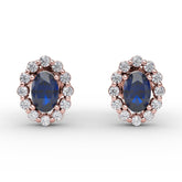 Halo Sapphire and Diamond Stud Earrings