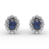 Halo Sapphire and Diamond Stud Earrings