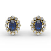 Halo Sapphire and Diamond Stud Earrings