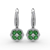 Steal The Spotlight Emerald and Diamond Cluster Drop Earrings