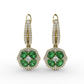Steal The Spotlight Emerald and Diamond Cluster Drop Earrings