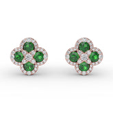 Endless Bliss Emerald and Diamond Cluster Studs
