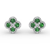 Endless Bliss Emerald and Diamond Cluster Studs