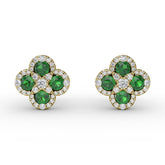 Endless Bliss Emerald and Diamond Cluster Studs