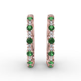 Precious Emerald and Diamond Hoop Earrings