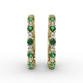 Precious Emerald and Diamond Hoop Earrings