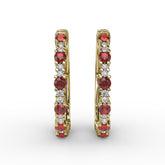 Precious Ruby and Diamond Hoop Earrings