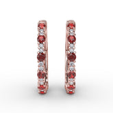 Precious Ruby and Diamond Hoop Earrings
