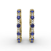 Precious Sapphire and Diamond Hoop Earrings