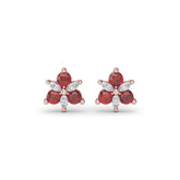 Trio Stud Ruby and Diamond Earrings