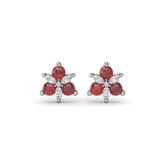 Trio Stud Ruby and Diamond Earrings