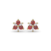 Trio Stud Ruby and Diamond Earrings