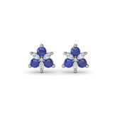 Trio Stud Sapphire and Diamond Earrings