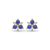 Trio Stud Sapphire and Diamond Earrings