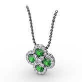 Flower Emerald and Diamond Pendant