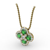 Flower Emerald and Diamond Pendant
