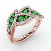 Glam Galore Emerald and Diamond Leaf Ring