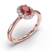 Blooming Halo Ruby and Diamond Ring