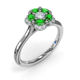 Floral Emerald and Diamond Ring