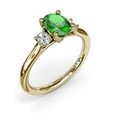 Three Stone Emerald and Diamond Ring